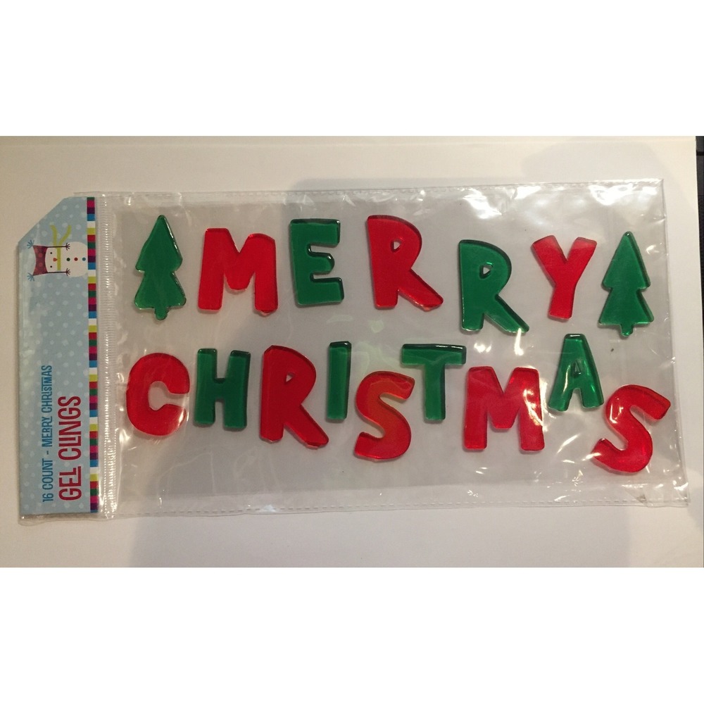 NEW Merry Christmas Trees window Gel Clings Stickers 16 pcs Decorations! Winter!